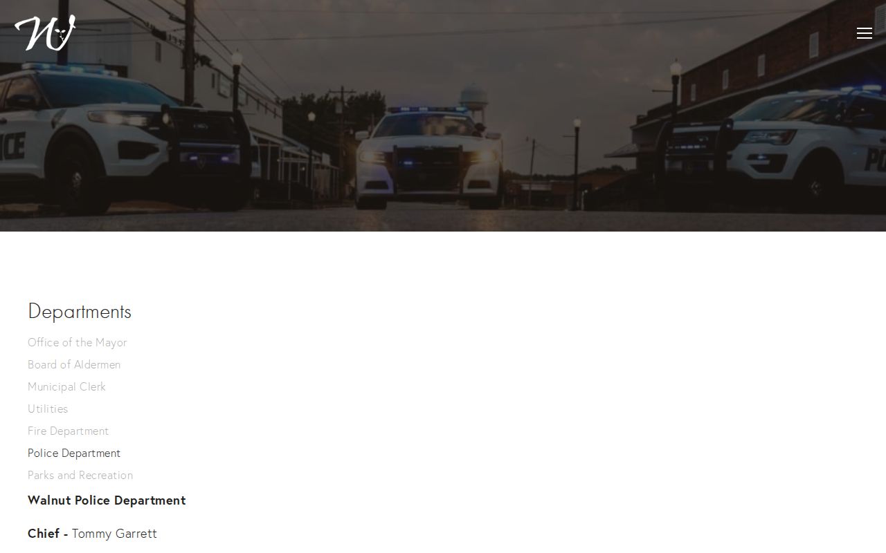 Tippah County Walnut Police Department record contact page